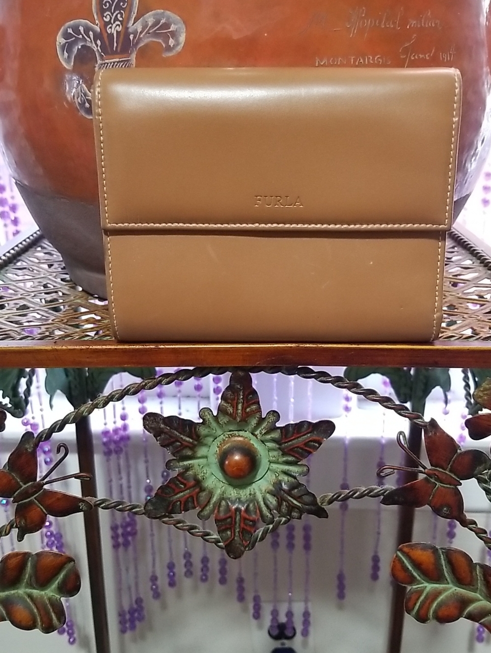 Furla Smooth Leather Compact Wallet in a Classic Tan/Camel Shade.